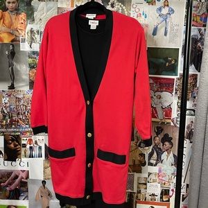 Neiman Marcus Red Black Color Block 2 pc Dress